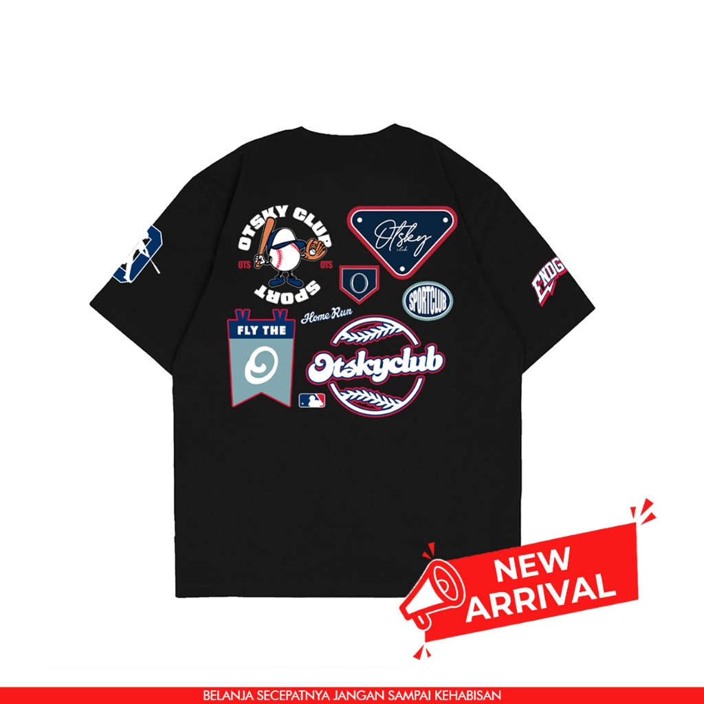 Jual Otsky Kaos Pria Ft Baseball Black Cotton 24s (K) | Shopee Indonesia