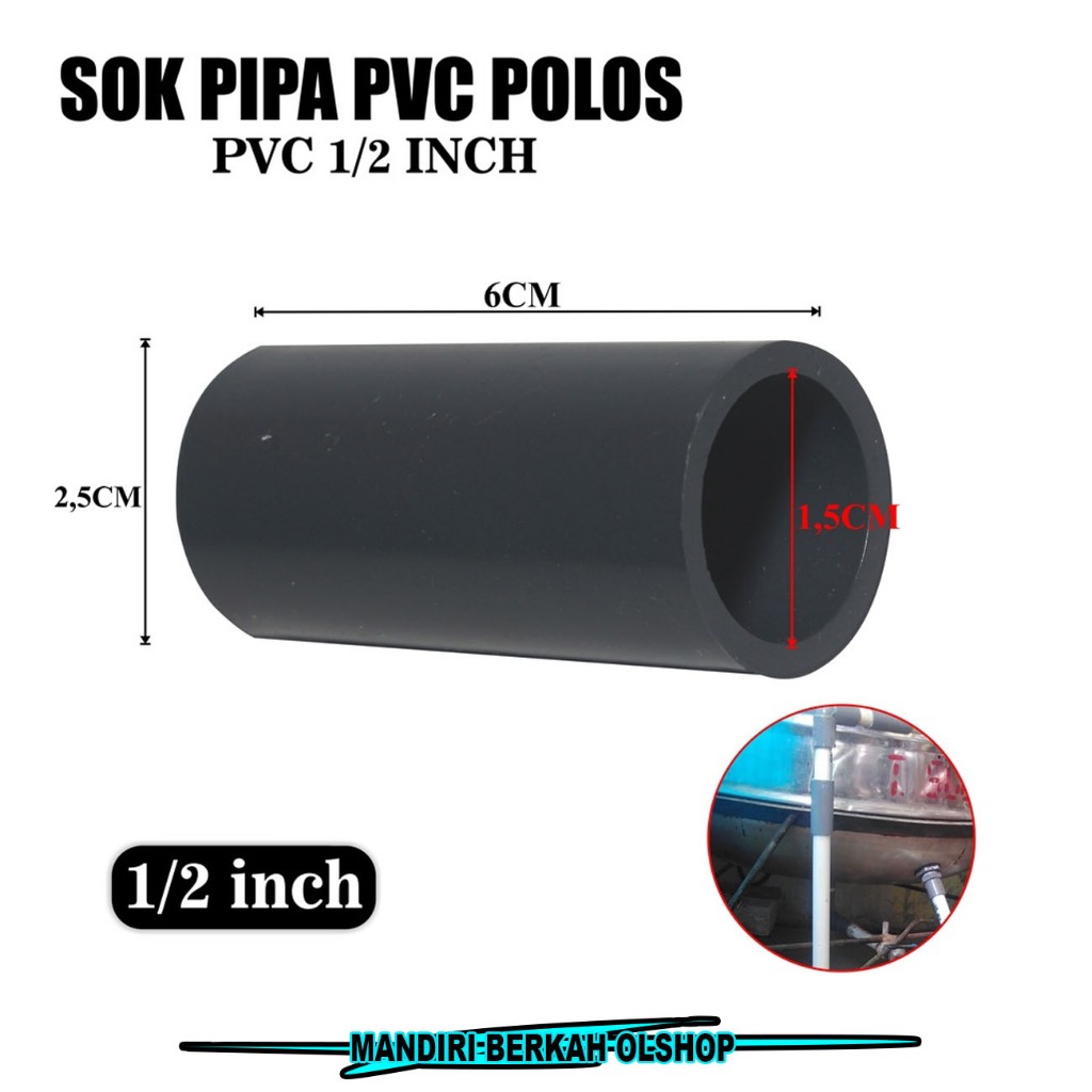 Jual Sok Socket Sock Lurus Polos 1/2 Inci 3/4 inci 1 Inci Sambungan ...