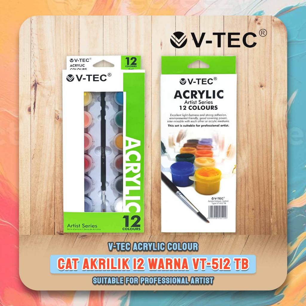 Jual Cat Akrilik V Tec Vt 512 Tb Acrylic Colours 12 Warna X 5 Ml Set