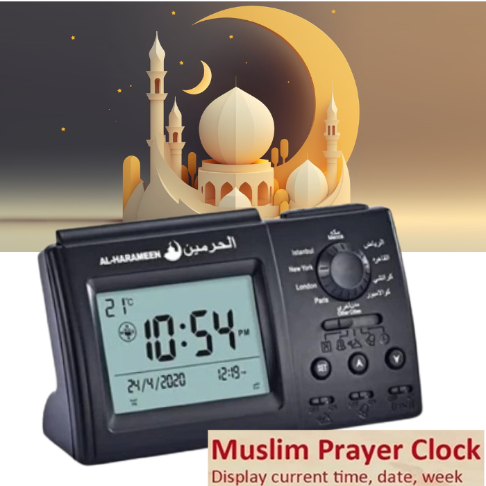 Jual Jam Meja Digital Jam Alarm Adzan 5 Waktu Kalender Watch Clock ...
