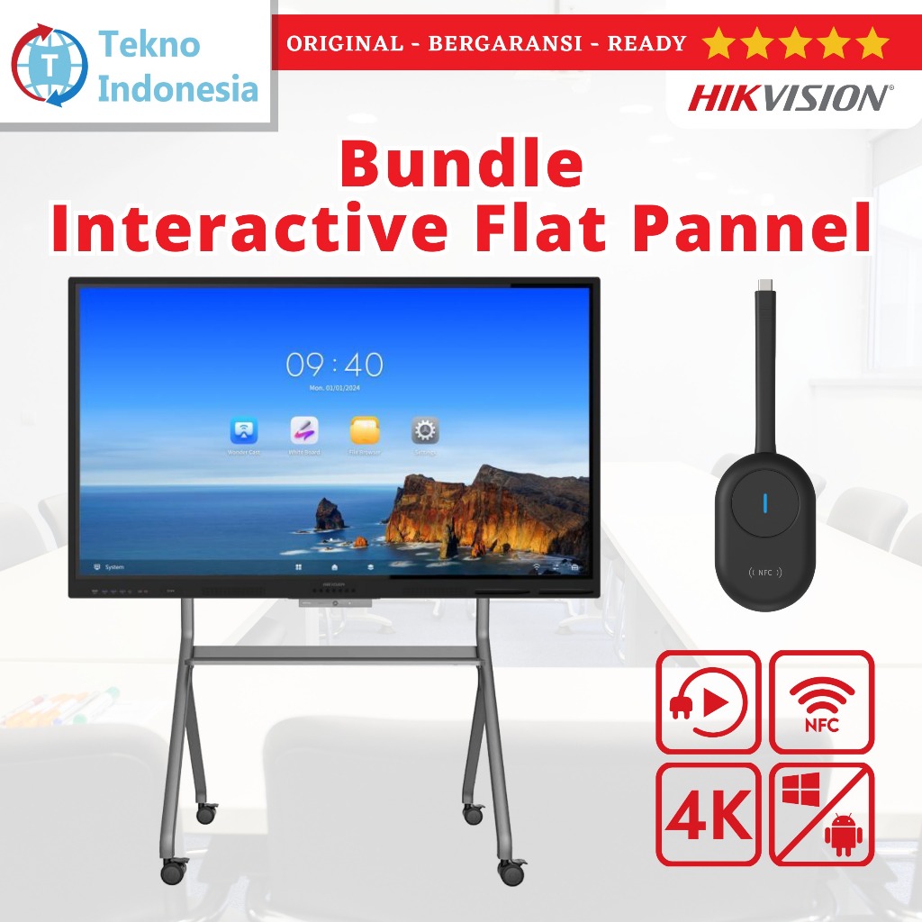 Jual Paket Hikvision Whiteboard elektronik 65 inch 4K Flat Panel ...