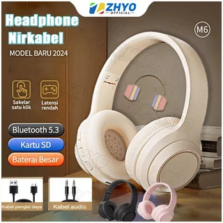 【𝟭𝟬𝟬%𝗢𝗥𝗜】M6 Headset Bluetooth 5.3 TWS Nirkabel Bloetooth Headphone Dual Mode HIFI Stereo Musik Handset with Mikrofon Gaming Handphone Blutut Noise Cancelling Low Latency Over Ear Henset Hendset Bloetooth 5.3 Murah