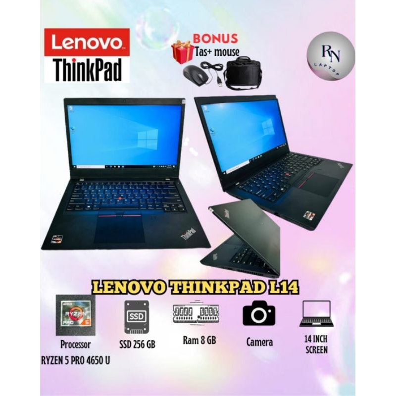 LAPTOP LENOVO THINKPAD L14 PROCESSOR RYZEN PRO 4650U RAM 8GB SSD  256GB LAYAR 14INCH