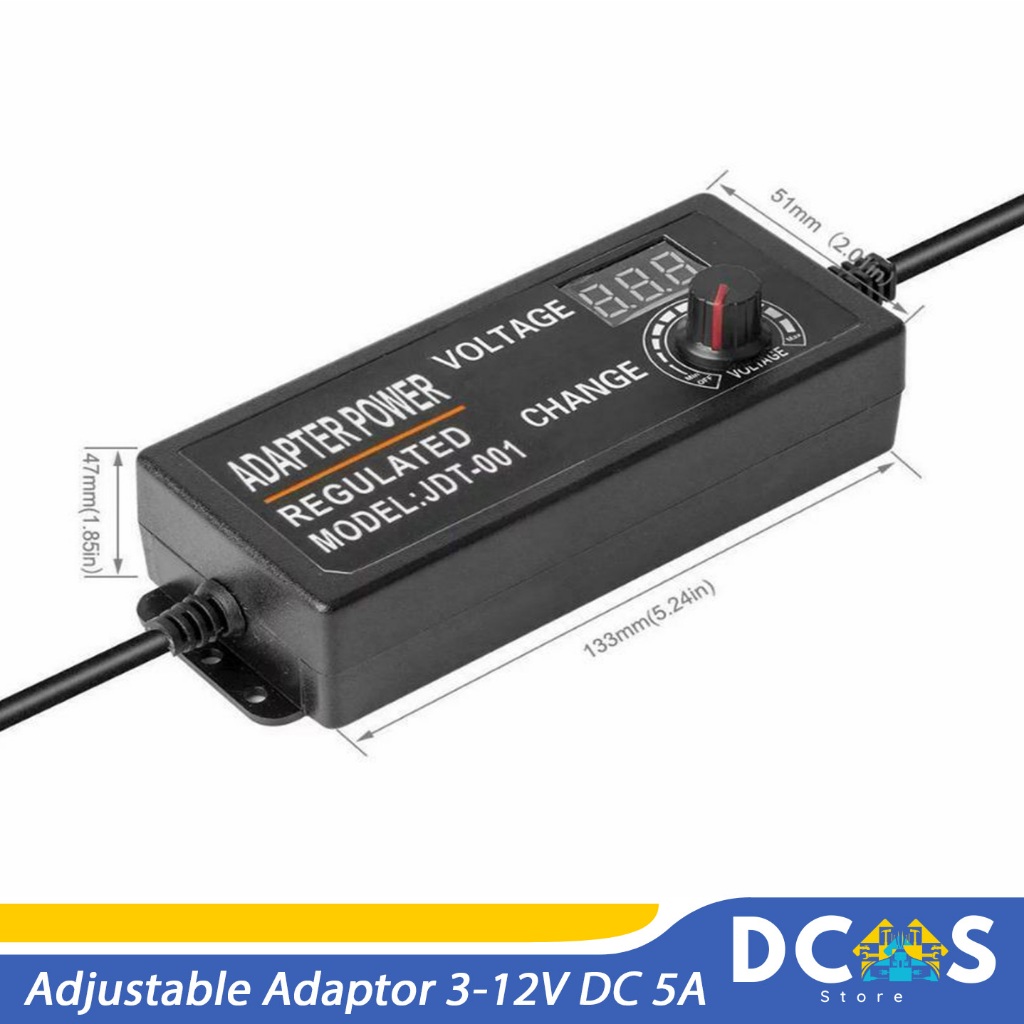 Jual Adjustable Adaptor 3-12V DC 5A Power Supply Dengan Display ...
