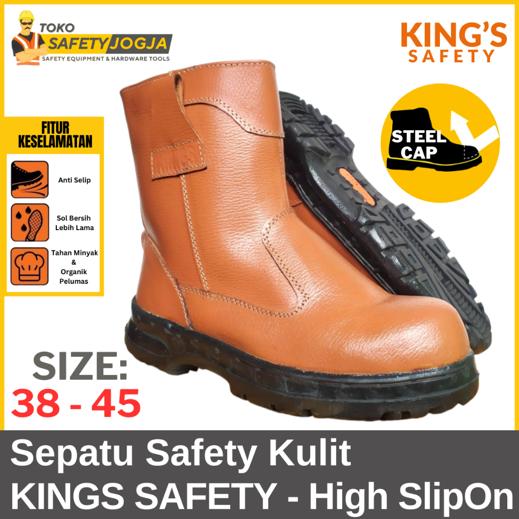 Jual Sepatu Safety Kerja Proyek Work Shoes Tinggi High Cut Slip On - Main Image
