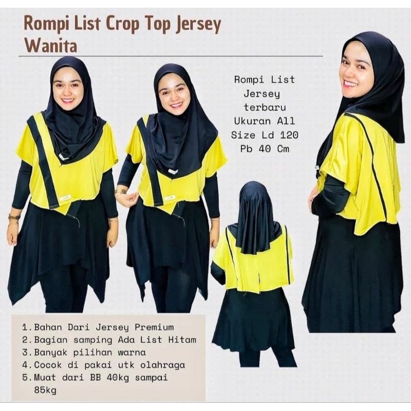 Jual Rompi Crop Top List Hitam Wanita / Outfit Olahraga / Ukuran All ...