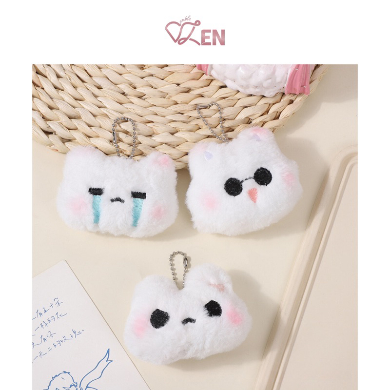 Jual [Ready Stock] Cute Rabbit Crying, Angry, Glasses Plush Keychain ...