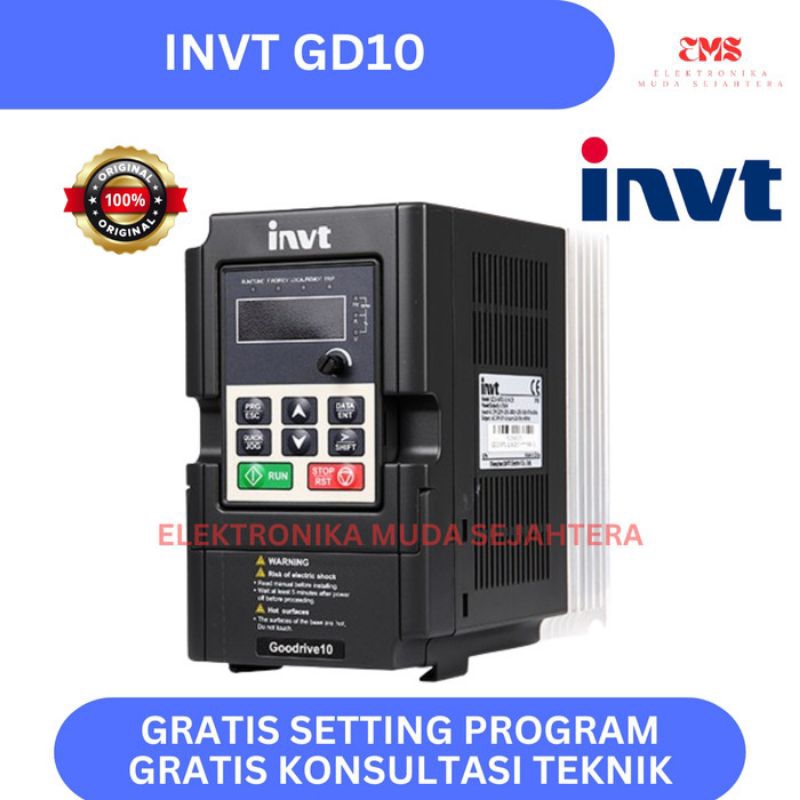 Jual Inverter INVT 0.75KW 380V 3Phase 1HP VFD Variable Frequency Drive ...
