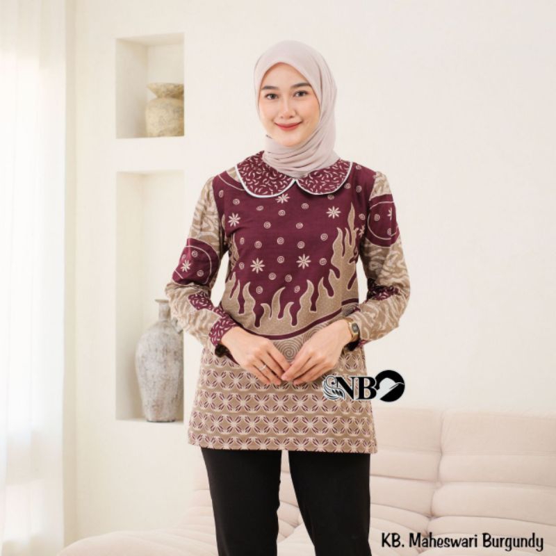 Jual Blouse Batik Wanita Modern Atasan Baju Batik Kerja Kantor Size M L