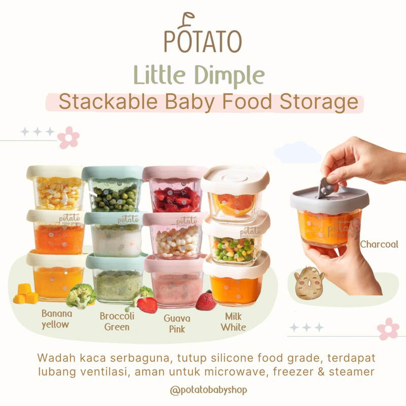 Jual Little Dimple Stackable Baby Food Storage Container - Wadah Kaca ...