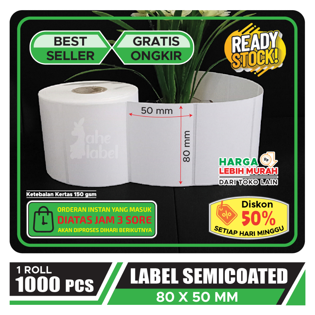 Jual Mi Label Barcode Semicoated 80X50 MM | Shopee Indonesia