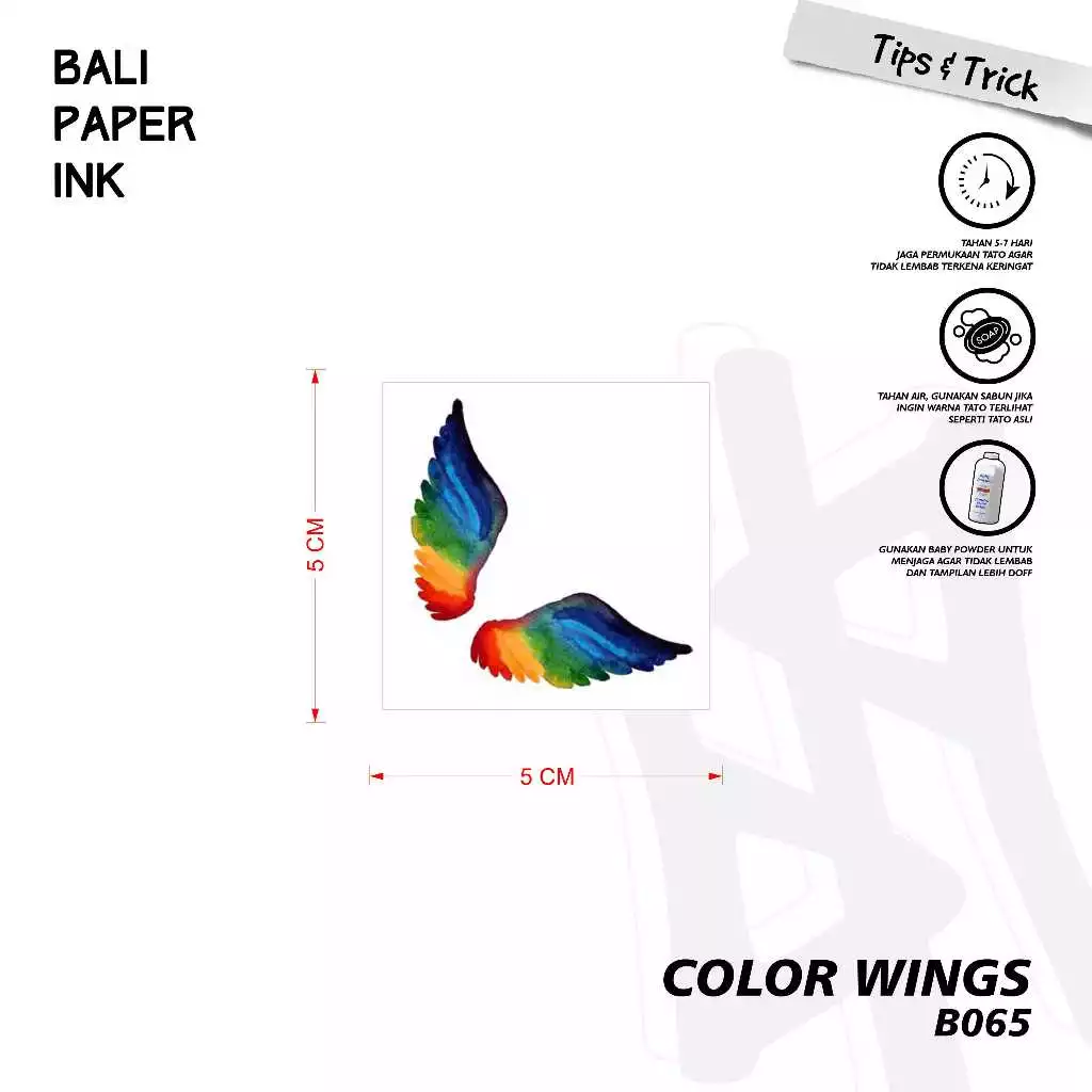 Tato Temporer Bali Paper Ink B065 Color Wings Oldschool dan Basic