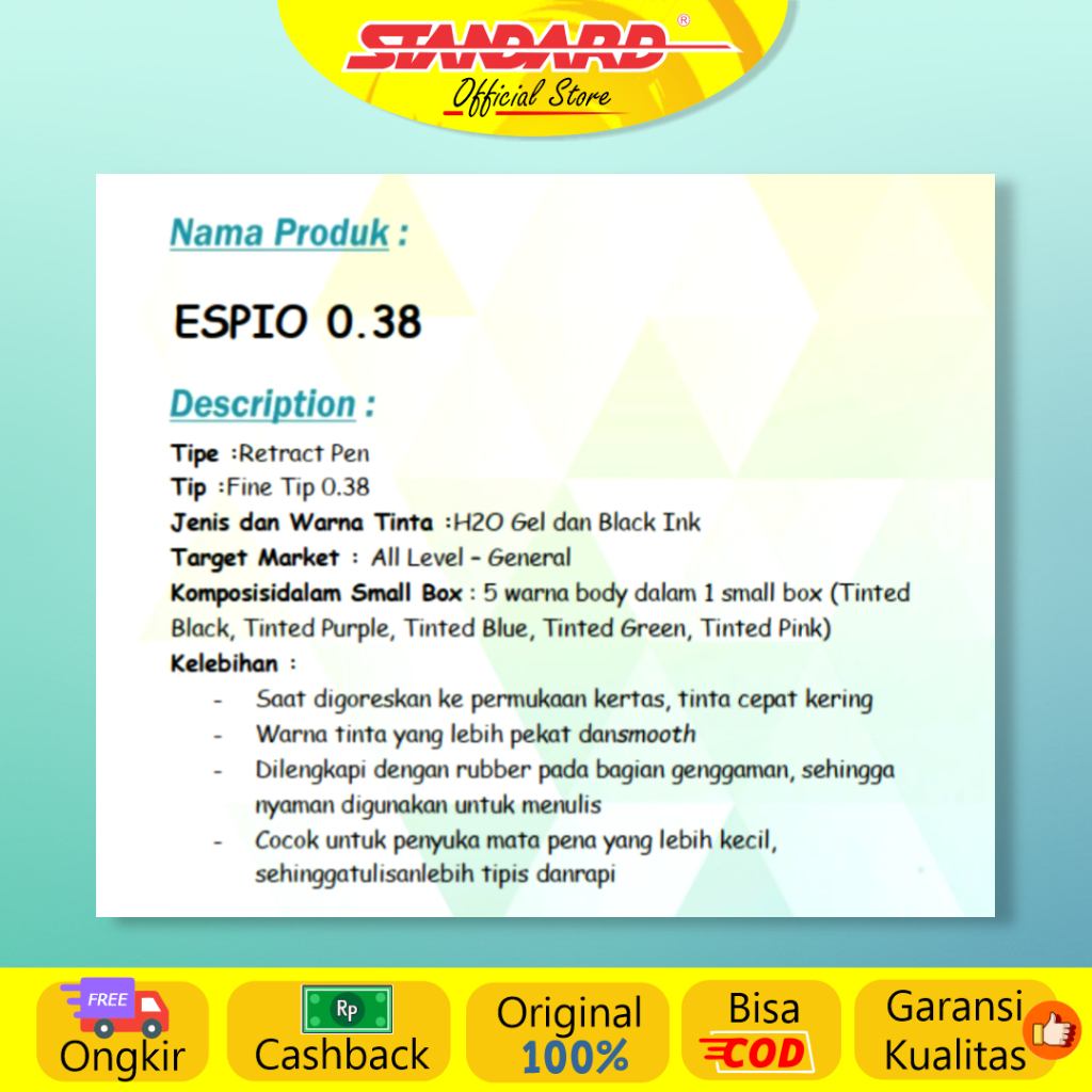 Standard - Pulpen Espio 0.38 ( Alat Tulis / Pen / Ballpoint / Pena ) (5)