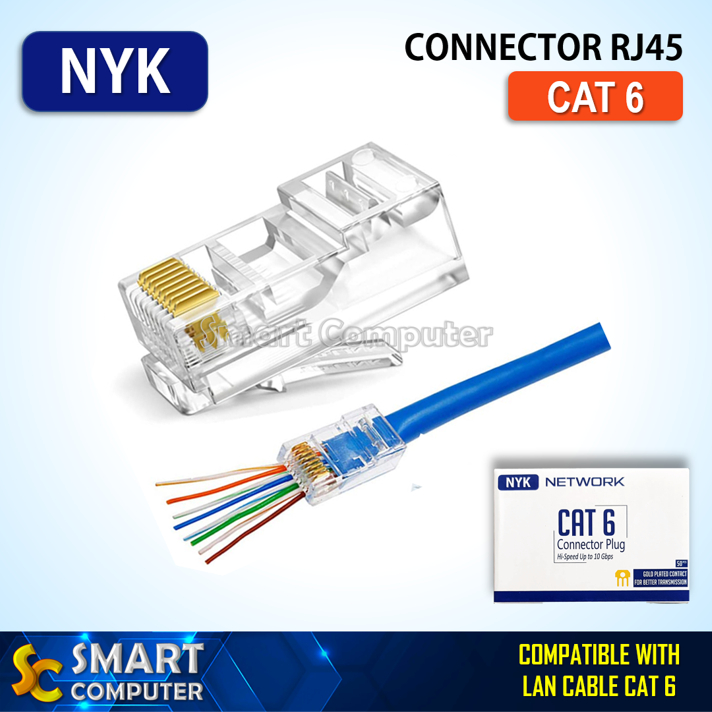 Jual NYK Konektor RJ45 Cat6 Jack Connector Kabel LAN UTP RJ 45 Cat 6 ...
