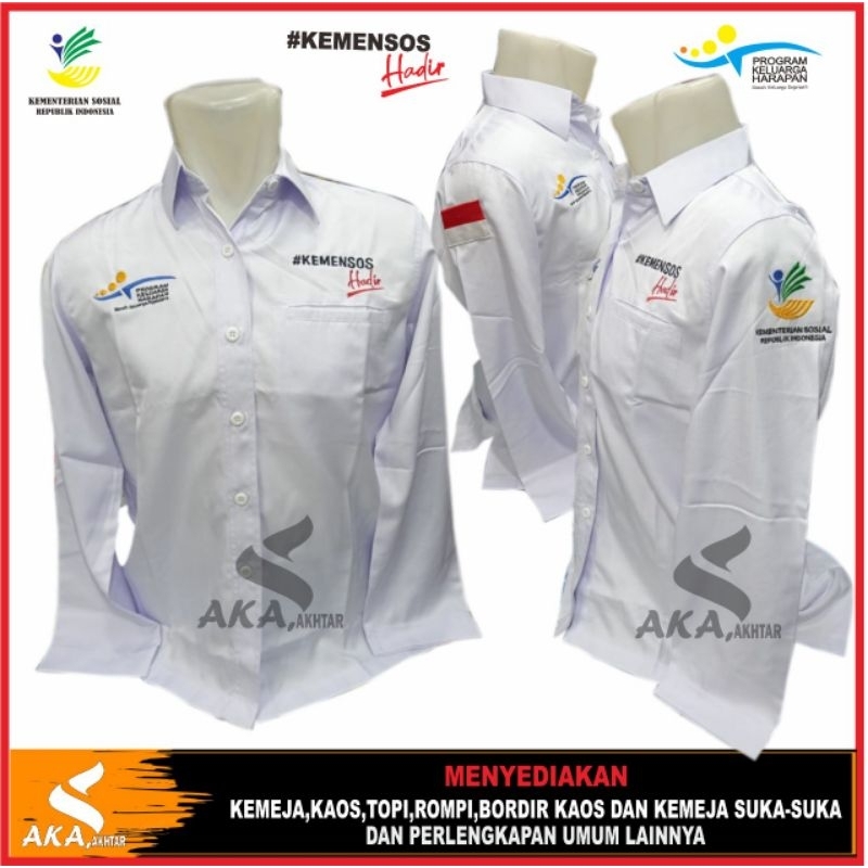 Jual KEMEJA PKH LENGAN PANJANG KEMEJA PUTIH KEMENSOS RI SERAGAM ...