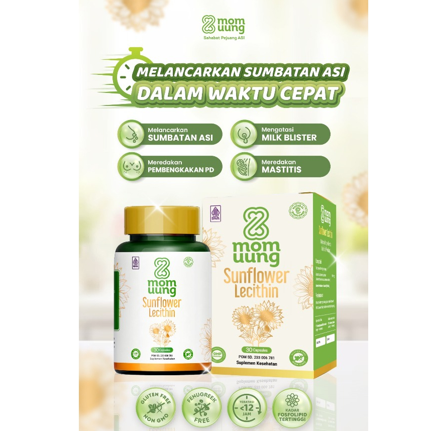 Jual Mom Uung Sunflower Lecithin 30 Kapsul Melancarkan Sumbatan ASI