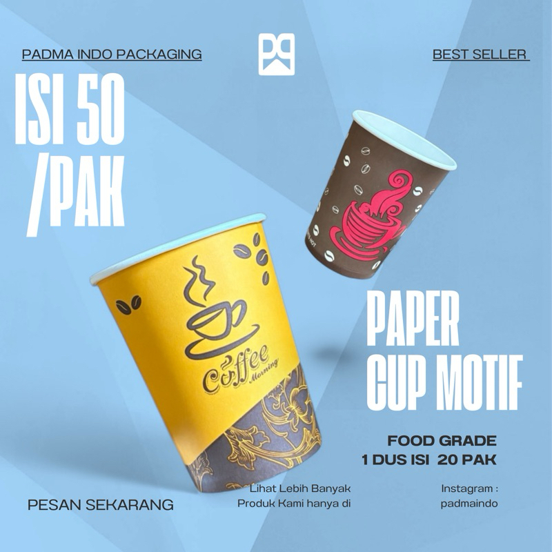 Jual Paper Cup Motif 9OZ | Isi 50pcs | Shopee Indonesia