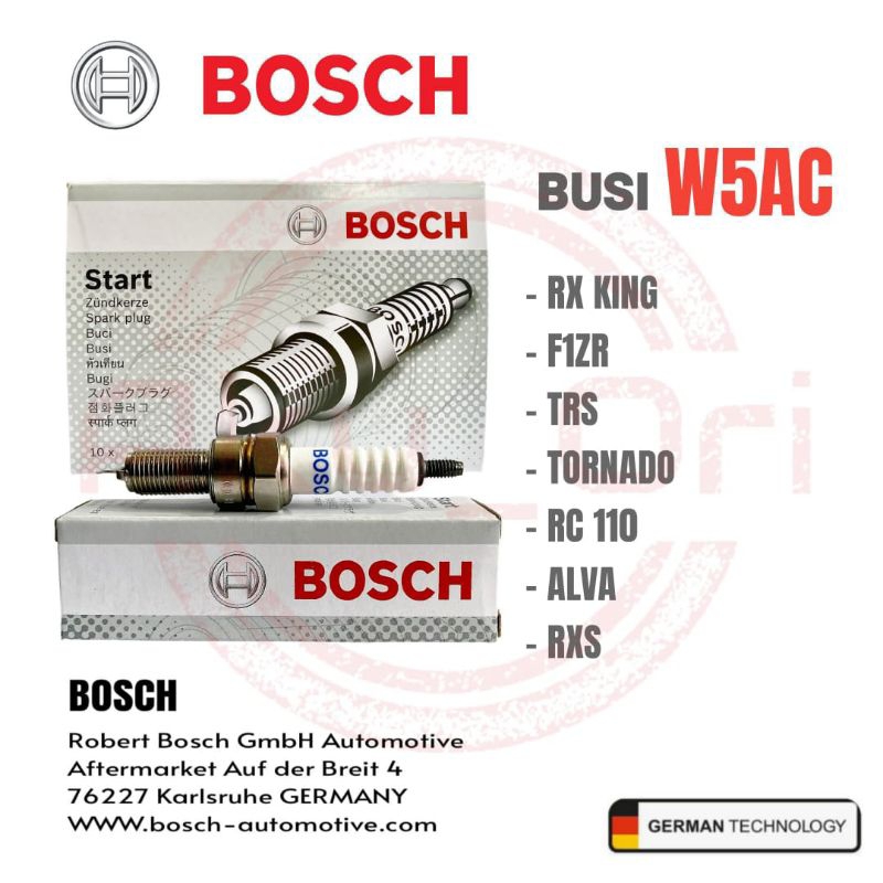 Jual BUSI BOSCH W5AC (BP7HS) untuk motor rx king f1zr 2 tak vespa drat ...