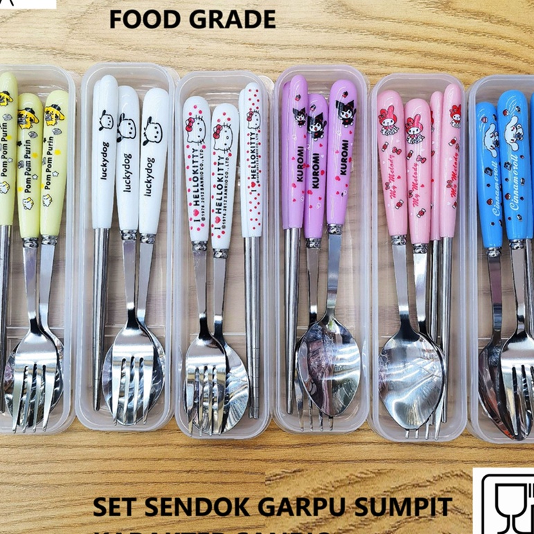 Jual Limit Alat makan sendok gau sumpit set 3 in 1 anak stainless steel ...