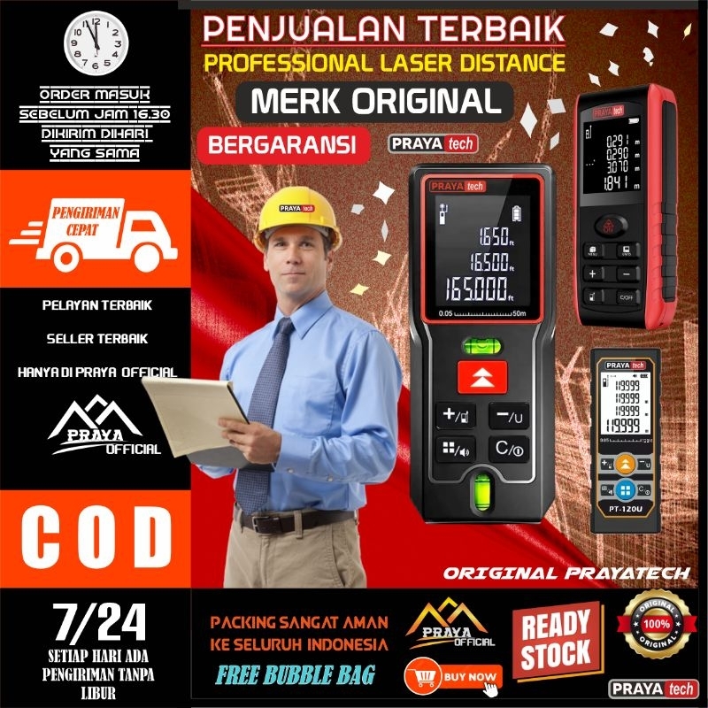 Jual PRAYATECH METERAN LASER DIGITAL 40M 60M 80M 100M 120M LASER ...