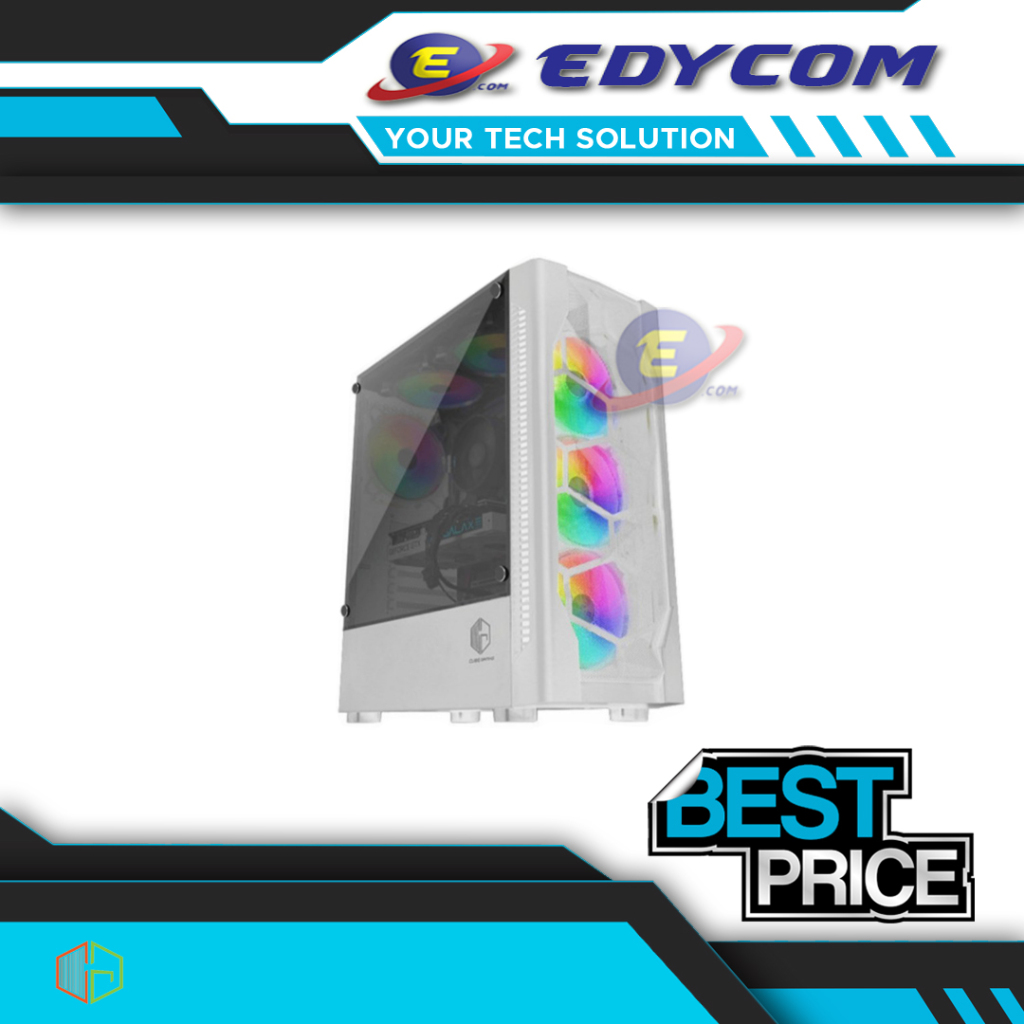Jual Cube Gaming Byron White ATX Tempered Glass Gaming Case | Shopee ...