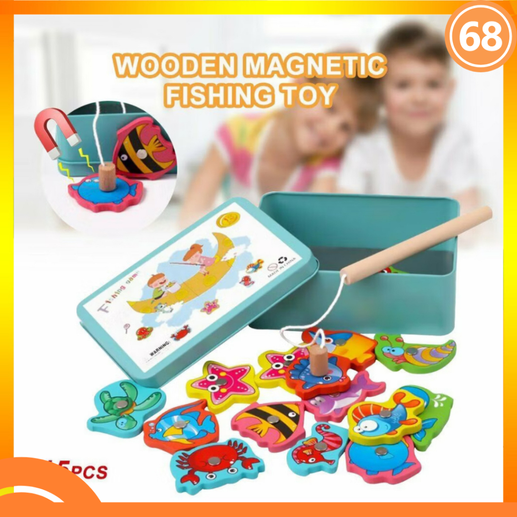 Jual [COD] Mainan Edukasi Pancing Ikan Magnet Kotak Kaleng Fishing Toys ...