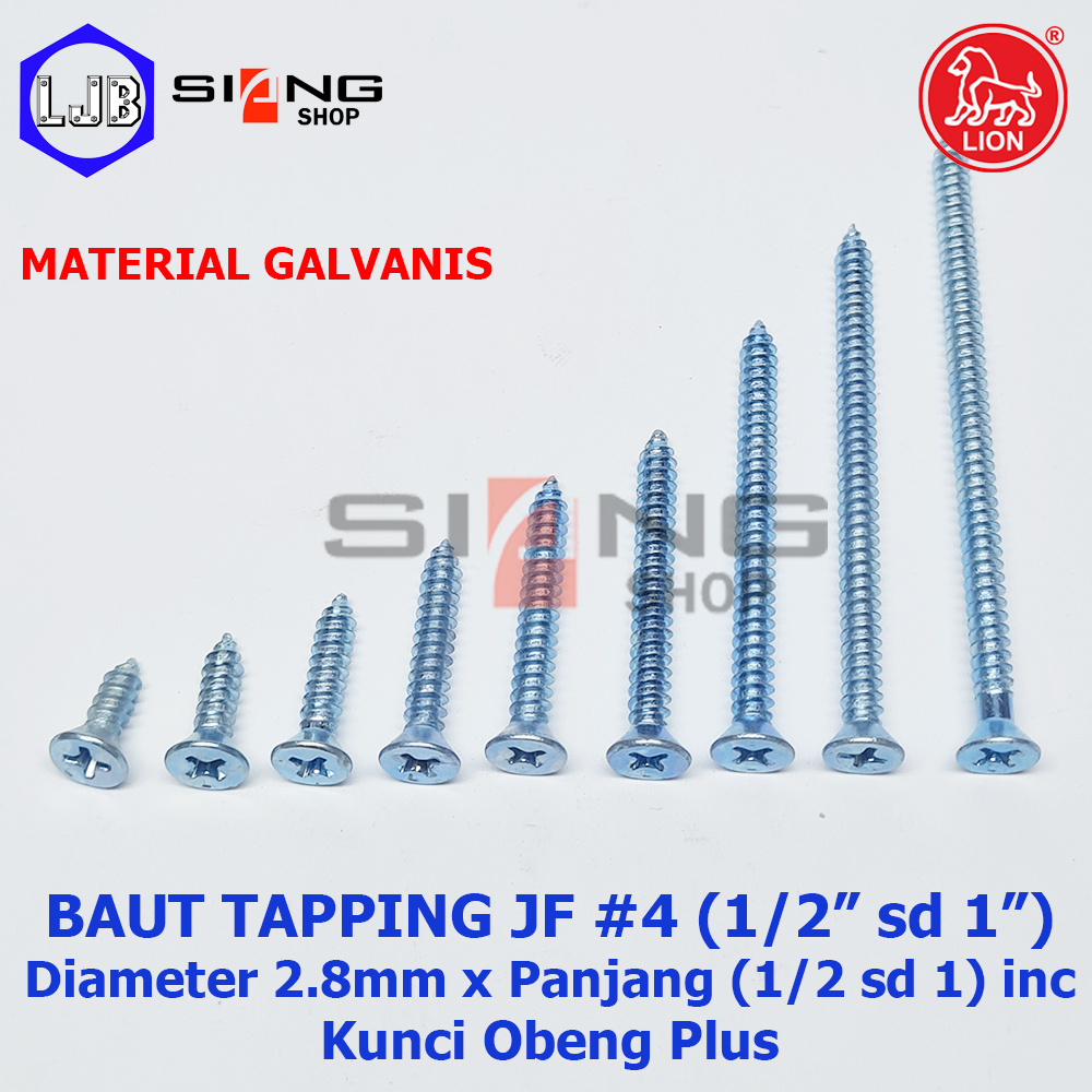 Jual Baut Tapping JF #4 Sekrup Tapping Galvanis LION | Shopee Indonesia
