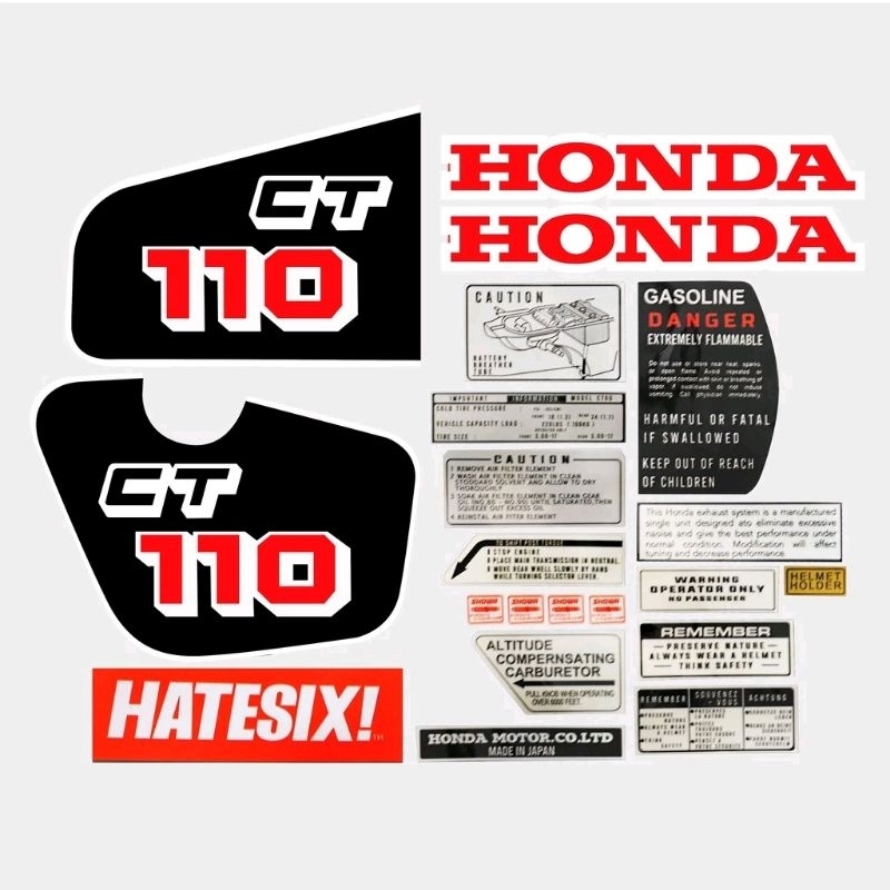 Jual Sticker Decal Tempelan Honda CT CT110 1984 CT90 CT70 Trail Hatesix ...