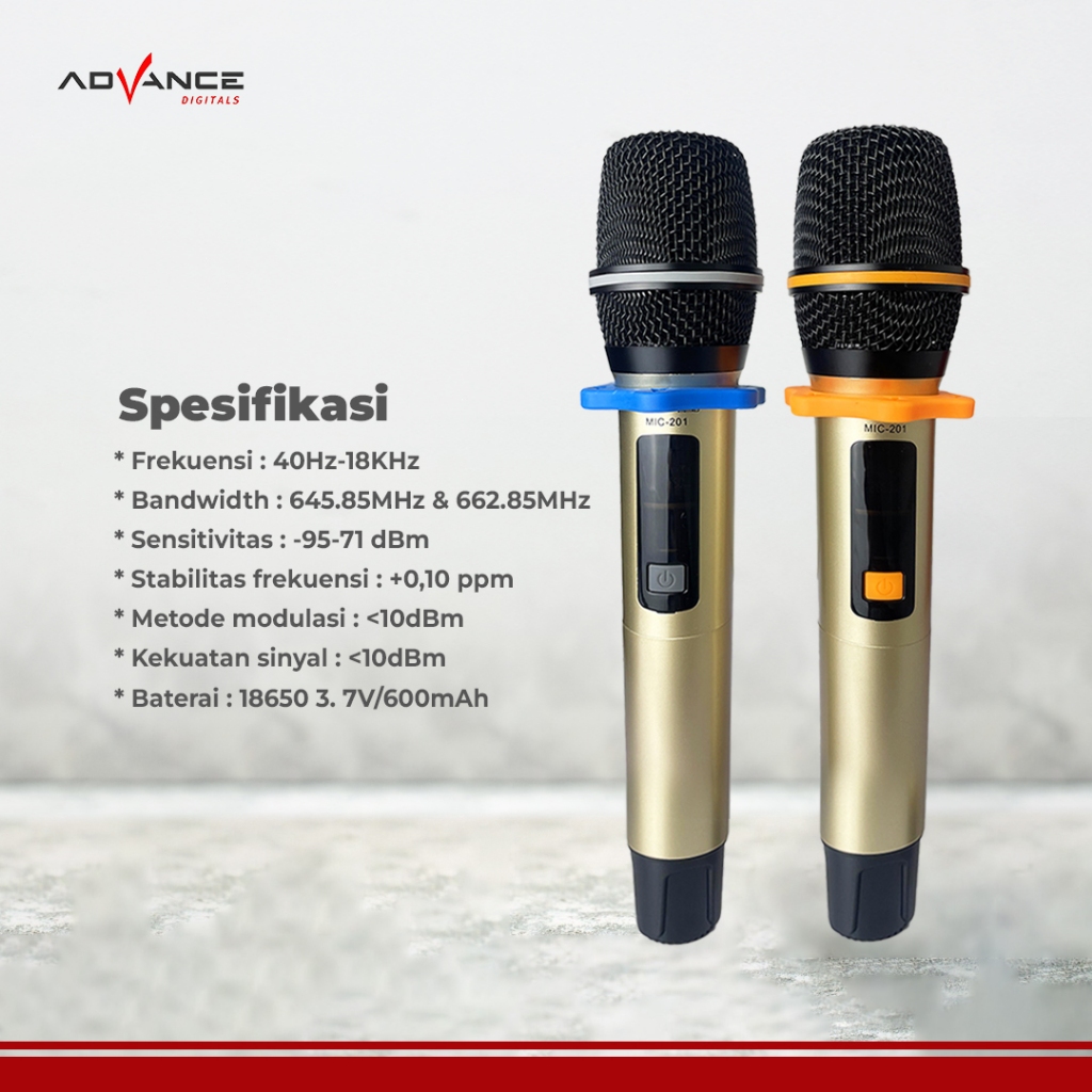 Jual Speasifikasi Advance MIC-201 Microphone Wireless Professsional Mic ...