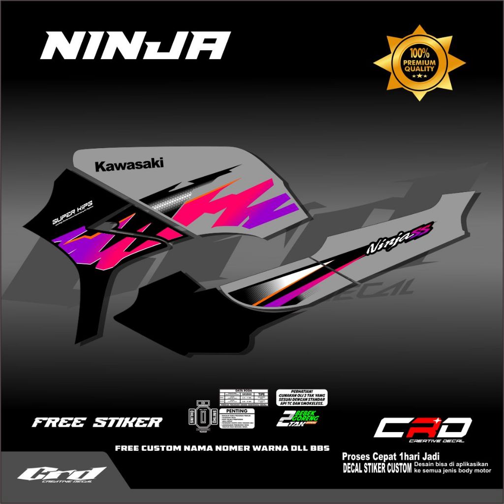 Jual sticker striping KAWASAKI NINJA SS custom transparan UV maxdecall ...