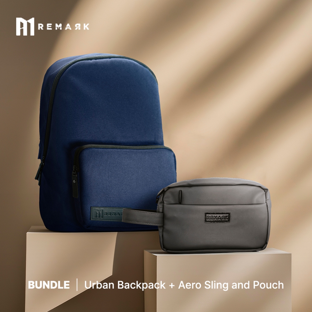 Jual REMARK BUNDLE - Urban Backpack Tas Ransel Navy + Remark Neo Pouch ...