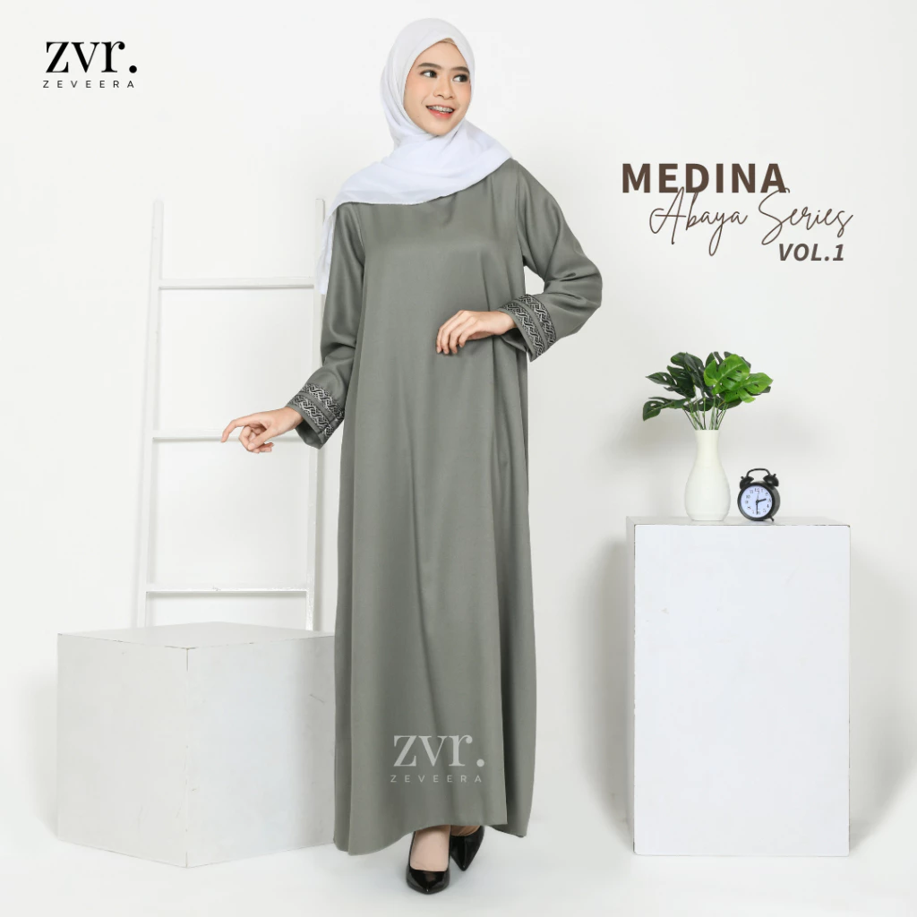 Detail bahan Shakila Stretch Premium Zeveera Abaya