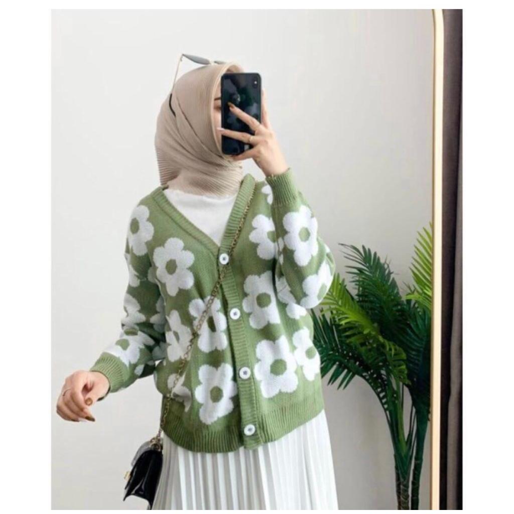 Jual CARDIGAN RAJUT FLOWERS / KARDIGAN MOTIF BUNGA KEKINIAN ALA KOREA ...