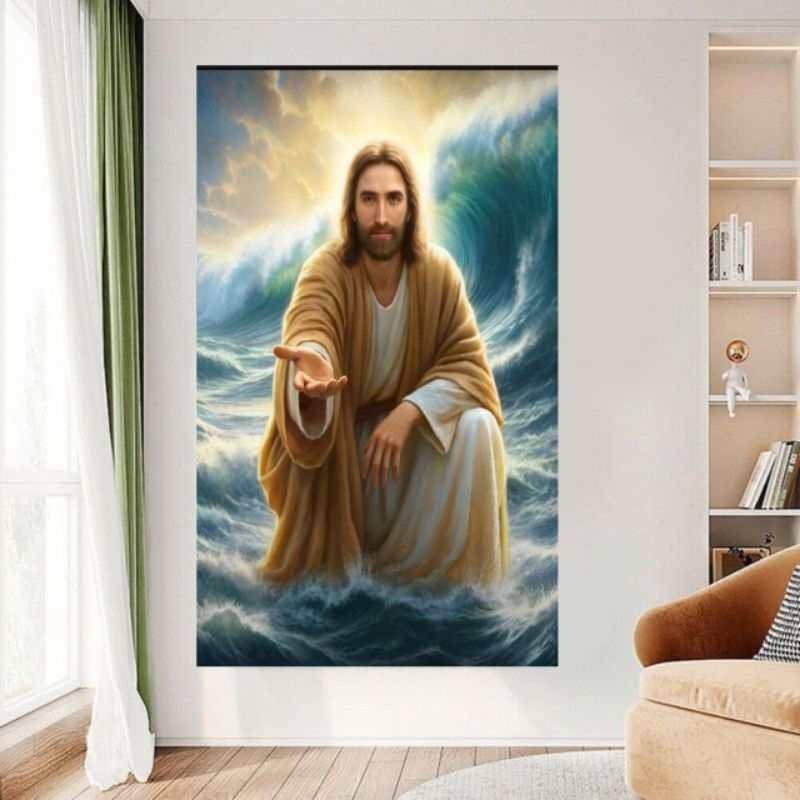 Jual lukisan cetak, YESUS KRITUS, ukuran jumbo 70×100 cm dan 100×150 cm ...