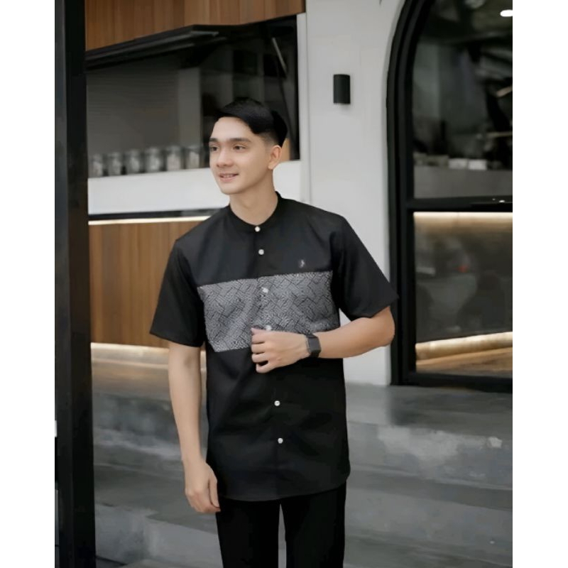 Jual Baju Koko Kurta Kombinasi Terbaru Kemko Atasan Pria Dewasa Lengan Pendek Motif Terbaru