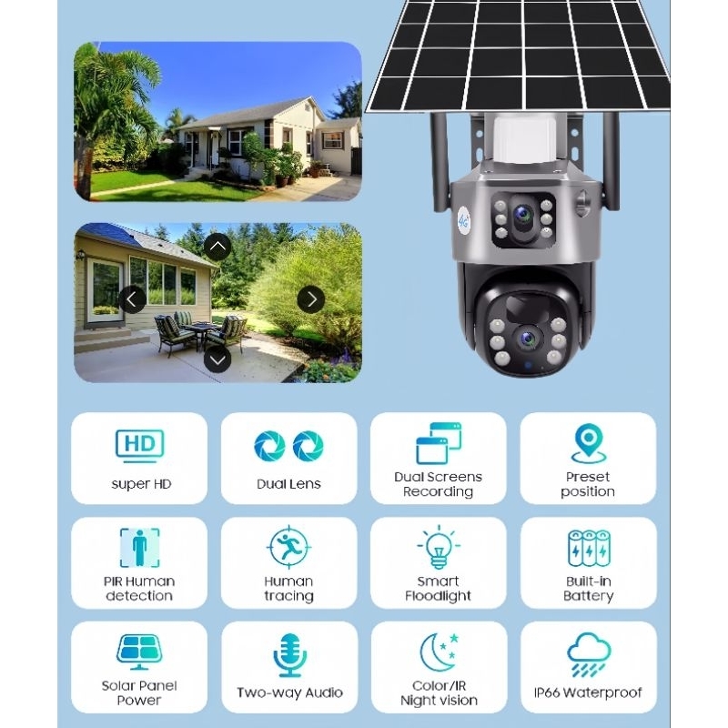 Jual IP CAMERA V380 PRO SIM CARD 4G GSM CCTV SOLAR PANEL 12MP AUTO ...