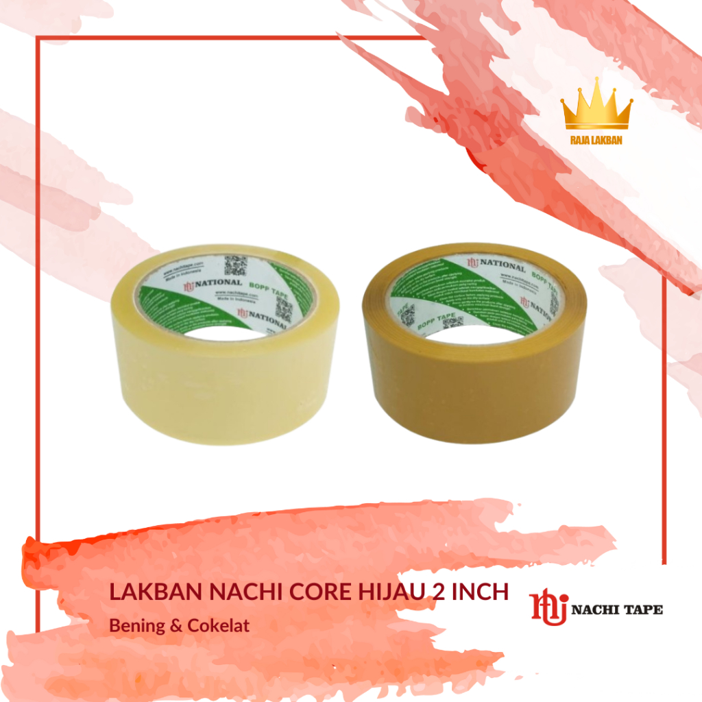 Jual Lakban Bening Lakban Nachi OPP National Core Hijau Nasional 48 Mm X 90 Yard Bening