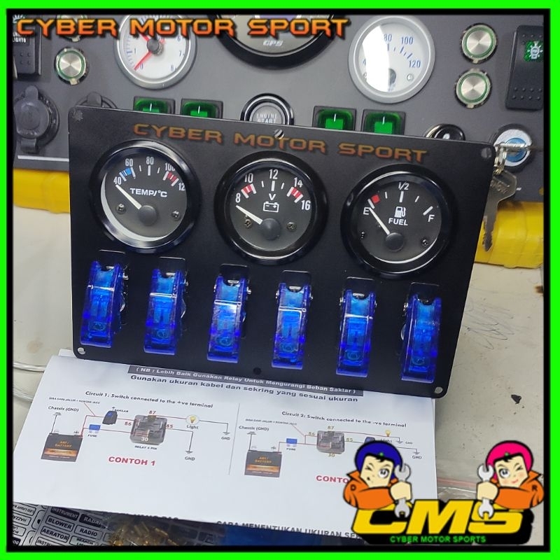 Jual Indikator mobil Temperature plus fuel meter universal ampere ...