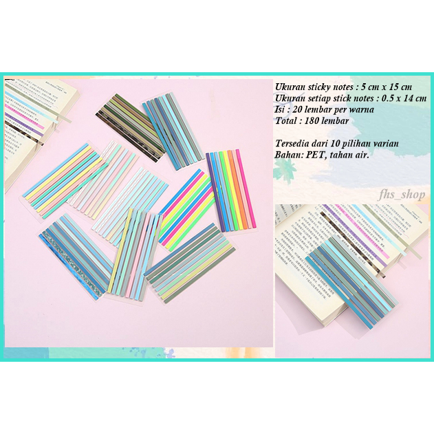 Jual 180 Pcs Sticky Notes Strip Panjang Sticky Transparan Penanda Warna ...