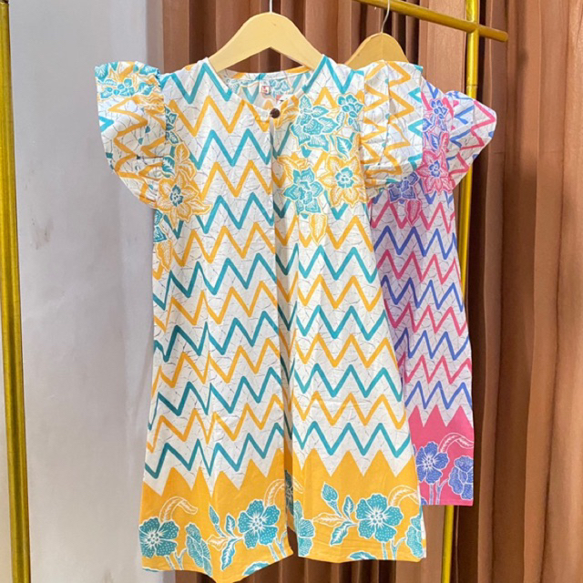 Jual OUTER DRESS BATIK GLIS SOFT PINK KUNING BAHAN KATUN PRIMA HALUS ...