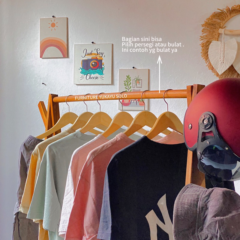Jual GANTUNGAN BAJU DENGAN RAK KAYU JATI SERBAGUNA / RAK DISPLAY ...