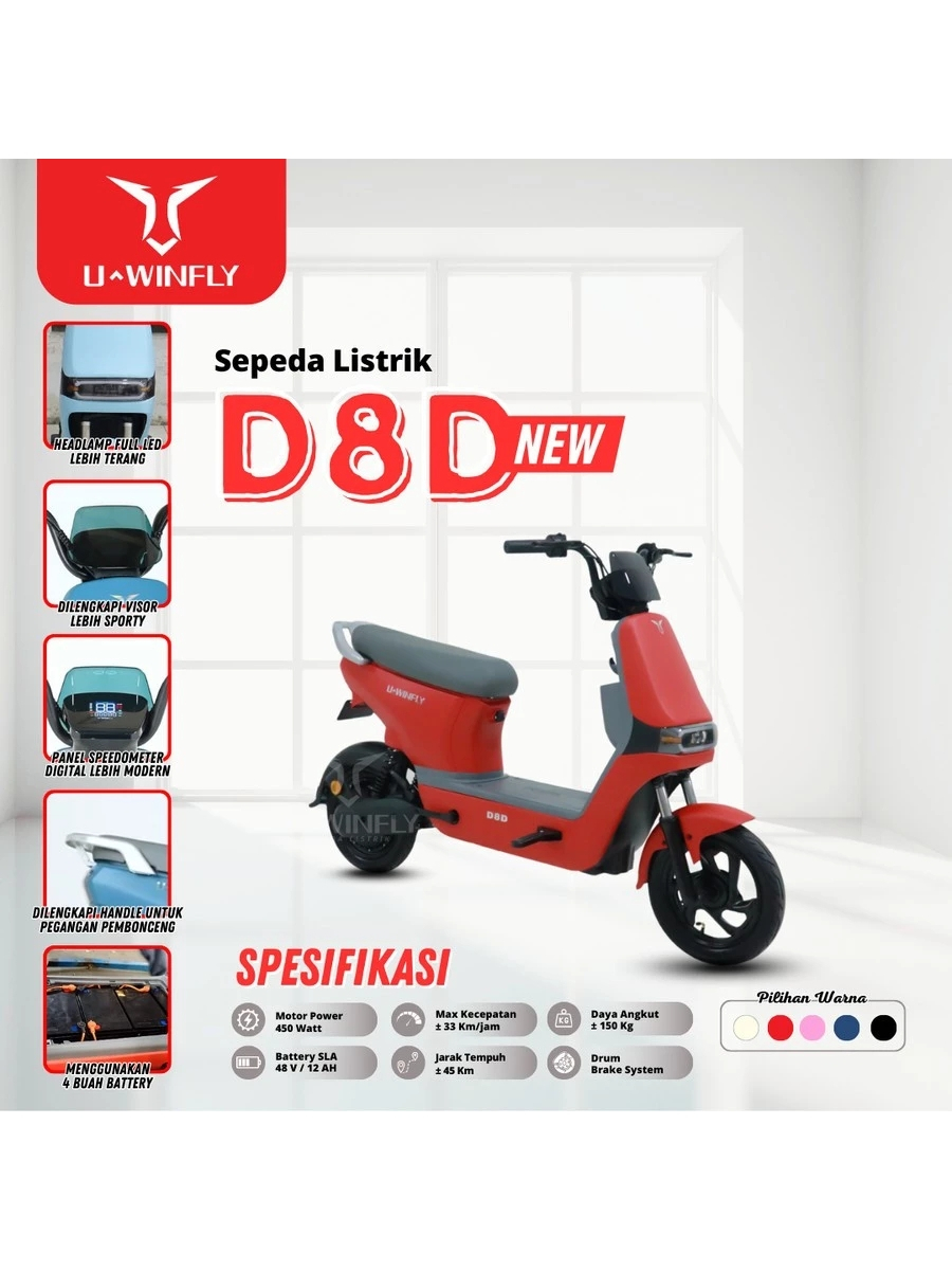 Jual SEPEDA LISTRIK UWINFLY D8D NFC 2024 48V/12AH 450WATT | Shopee ...