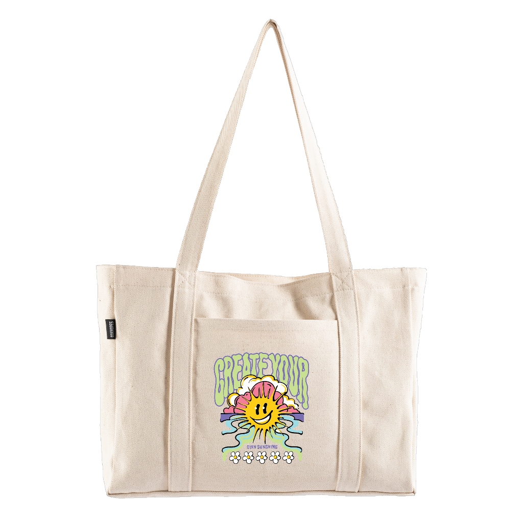 Oakhopes Tote Bag Kanvas Cream Tas Laptop Totebag Pria Wanita Dexa  Bag