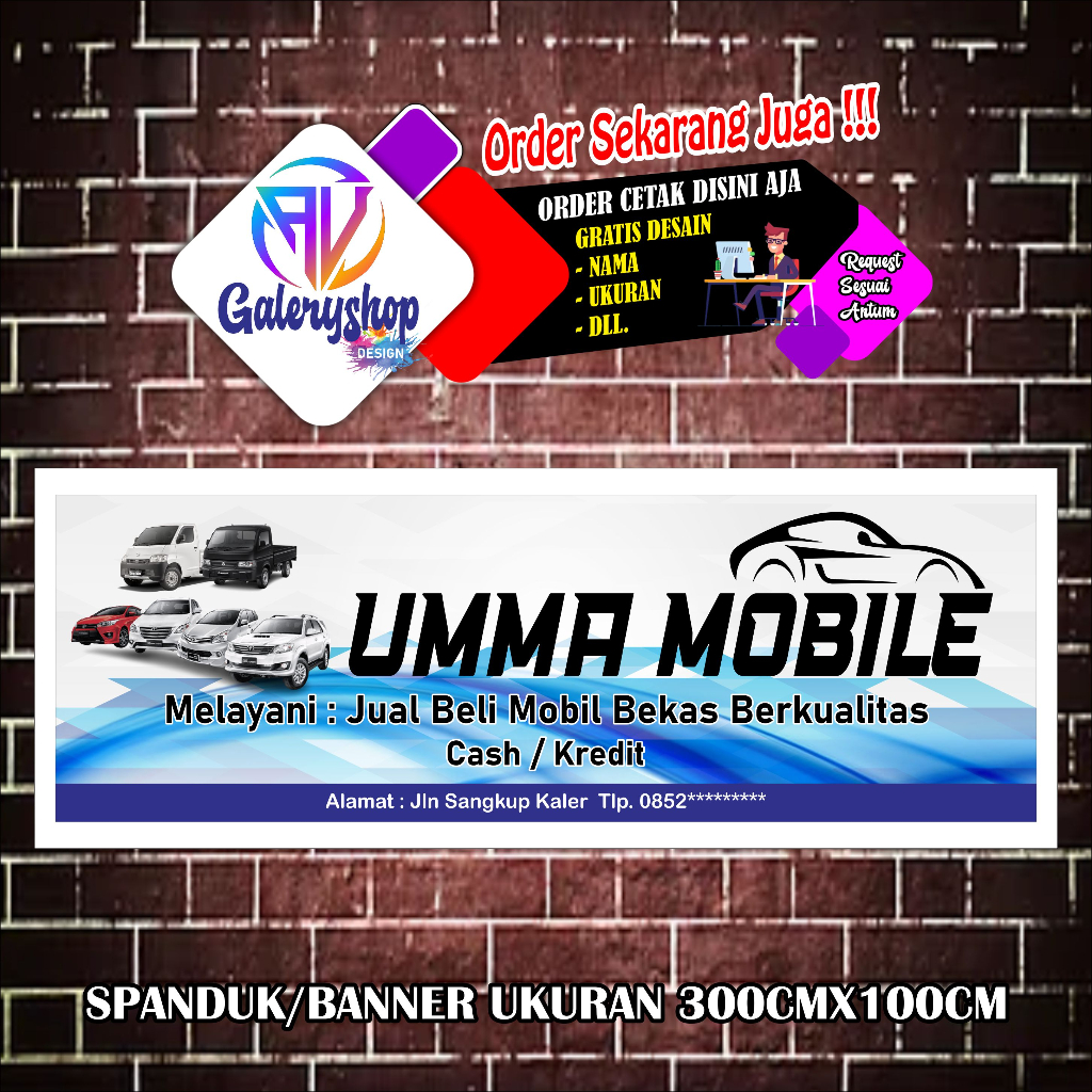 Jual MMT. SPANDUK,BANNER jual beli motor mobil ukuran 300x100 cm