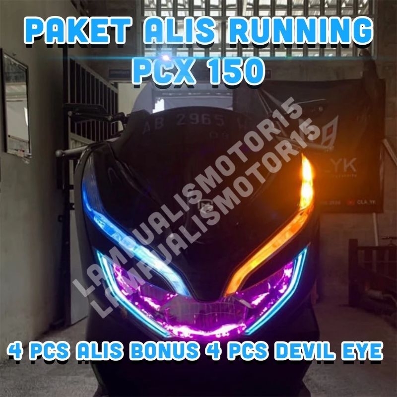 Jual Paket Lampu Alis Sein Running Honda Pcx Bonus Devil Eyes Lampu Alis Drl Mode Pcx