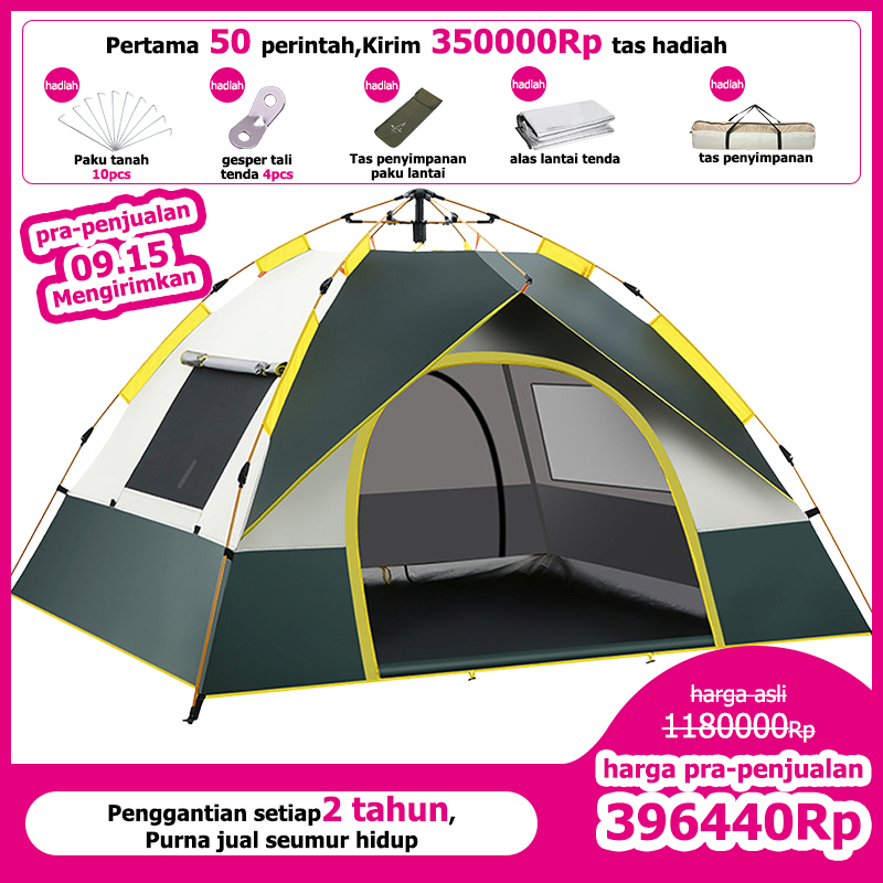 Jual Tenda Camping 4 Orang Tenda Double Layer Tenda Otomatis Tenda Camping 4 Orang 2 Pintu Tahan 2425