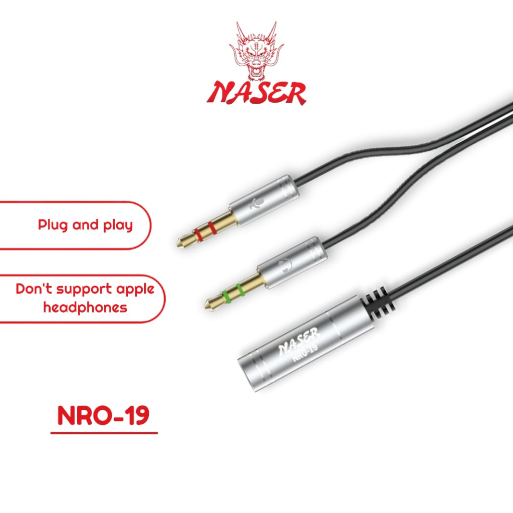 Jual NASER KABEL AUX TO JACK NRO19 / Kabel Aux to Jack Mic & Jack