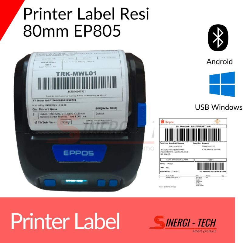 Jual PRINTER LABEL BLUETOOTH 80MM EP805 CETAK RESI STICKER DUAL MODE ...