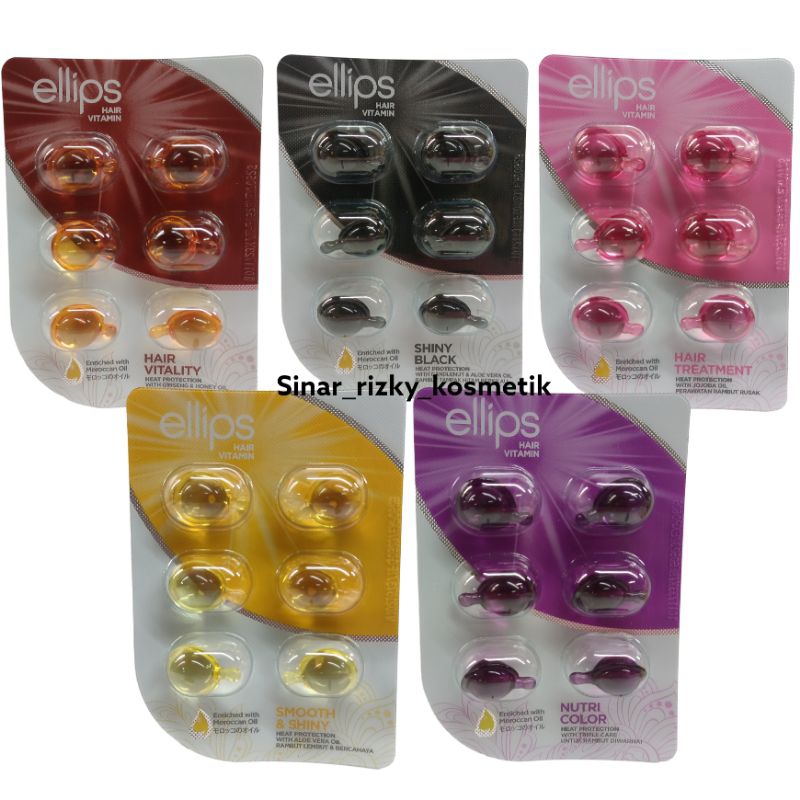 Jual Ellips Vitamin Rambut Isi 6 pcs | Elips Hair Treatment Black Shiny ...