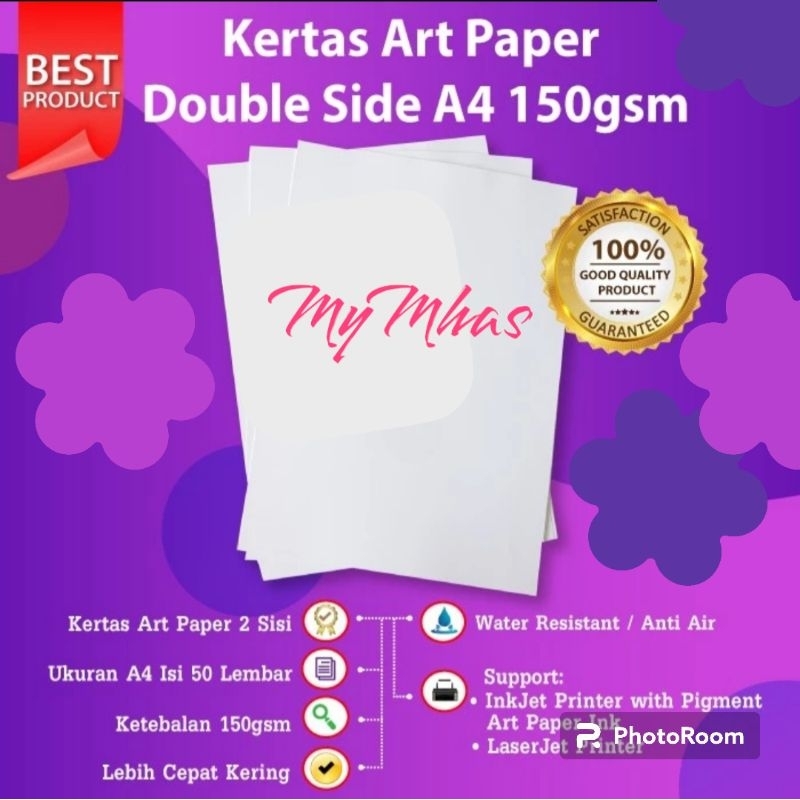 Jual Kertas Art Paper A4 150 gsm isi 50 Lembar Photo paper 150 Gram 50